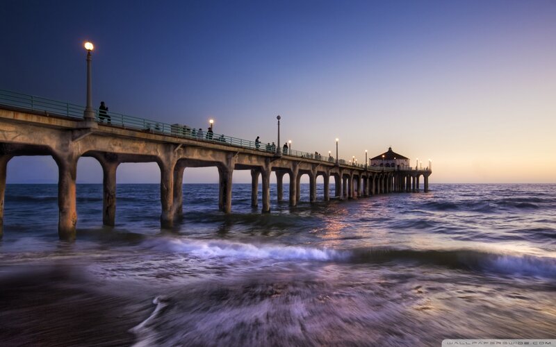 Pier at Dusk — Blue, Serene, Sunset