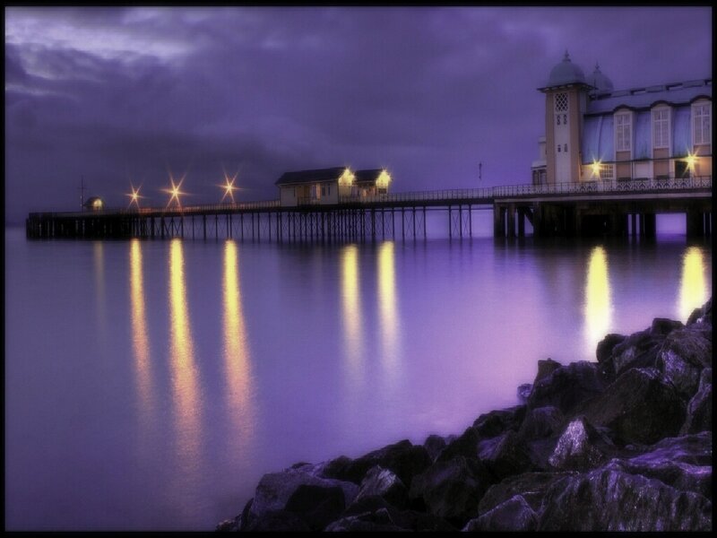 Pier at Dusk — Purple, Serene, Night