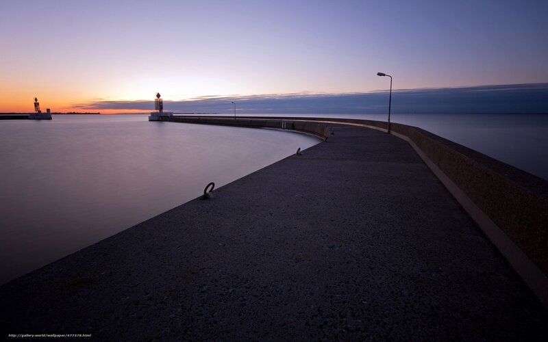 Pier at Dusk — Purple, Serene, Sunset, Photograph