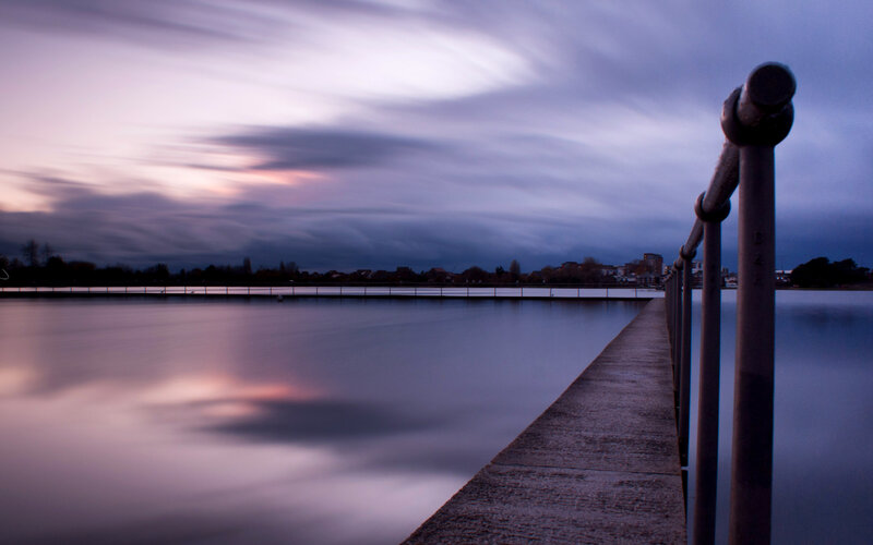 Pier at Dusk — Purple, Serene