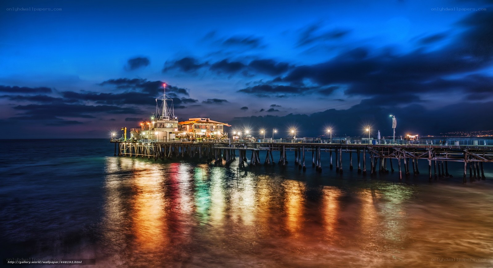 Pier at dusk with lights