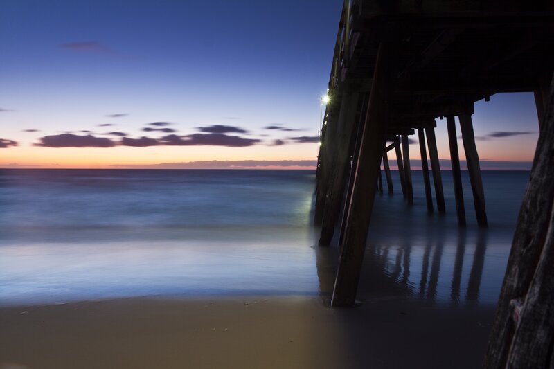 Pier at dusk with long exposure