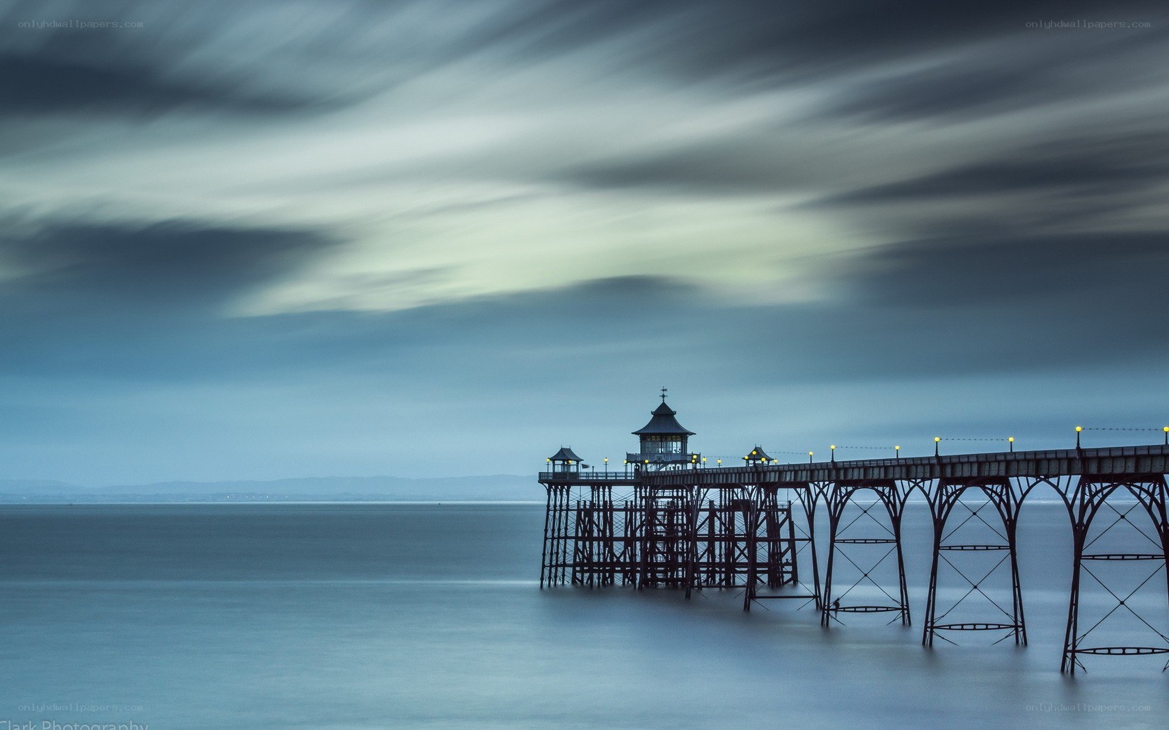 Pier at dusk with long exposure