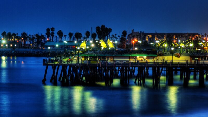 Pier at Night — Blue, Calm