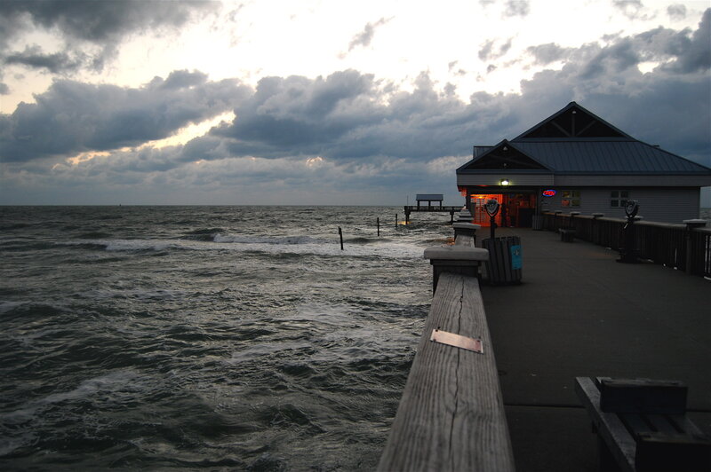 Pier at Ocean During Storm