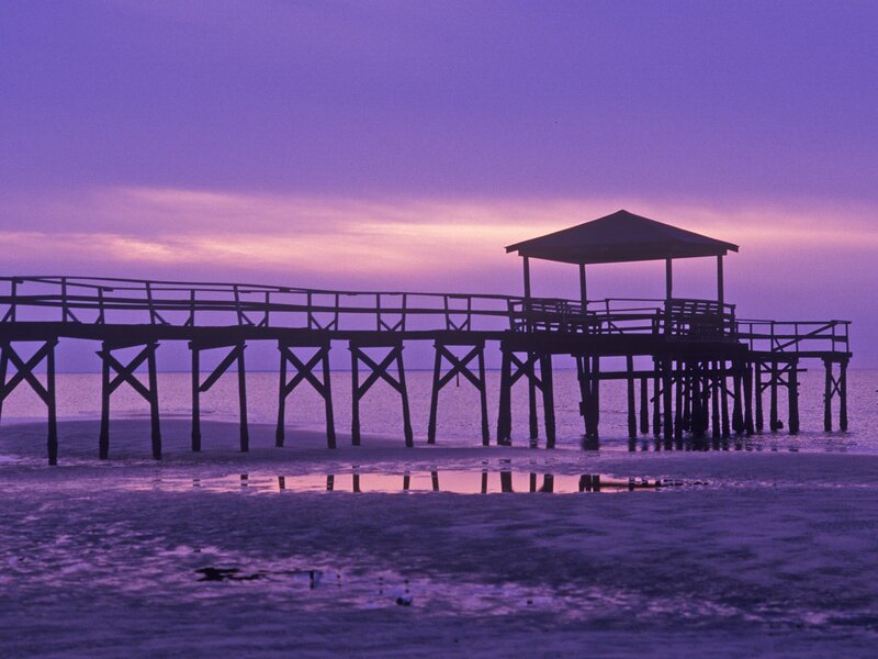 Pier at purple sunset