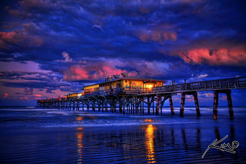 Pier at Sunset — Blue