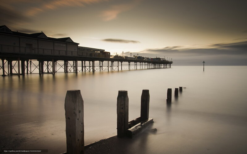 Pier at Sunset — Brown