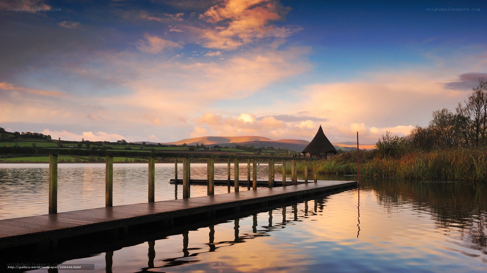 Pier at sunset by the lake