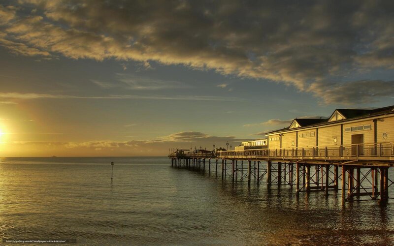 Pier at Sunset — Gold, Serene, Photograph