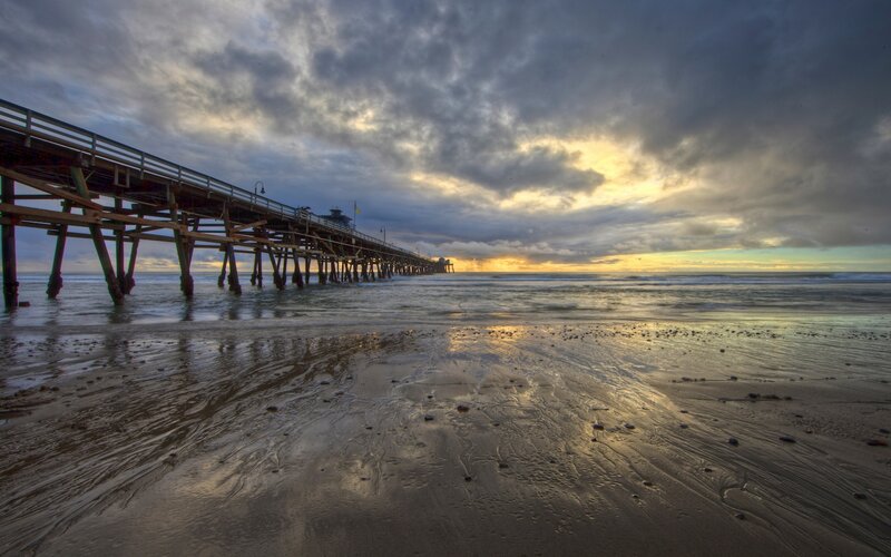 Pier at Sunset — Gray, Dramatic