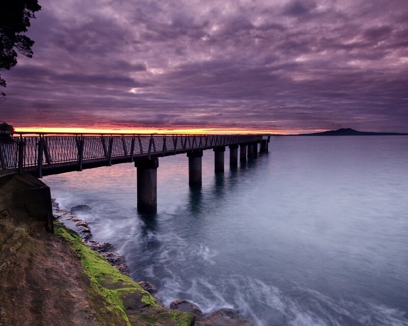 Pier at Sunset — Mountain