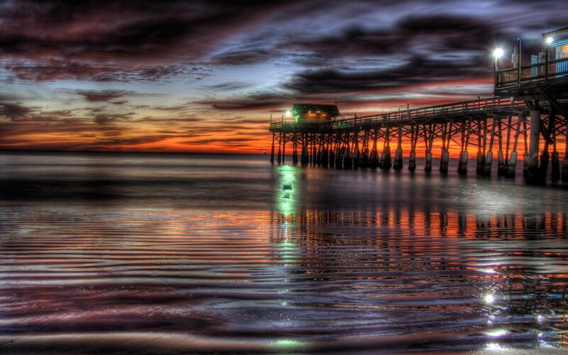 Pier at Sunset — Orange, Dramatic, Photograph, Sky