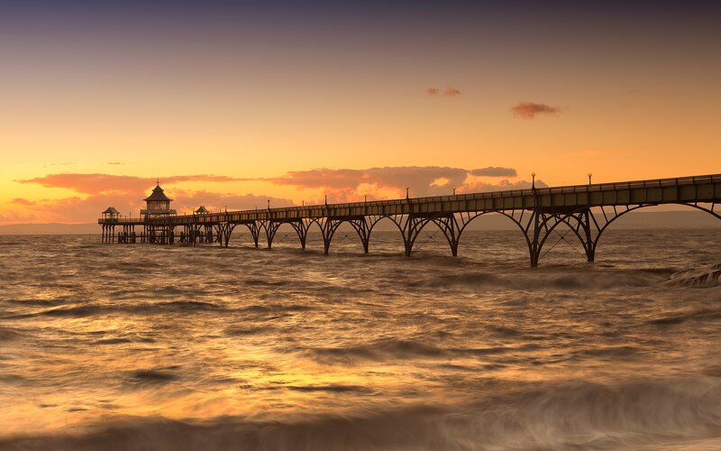 Pier at Sunset — Orange, Photograph