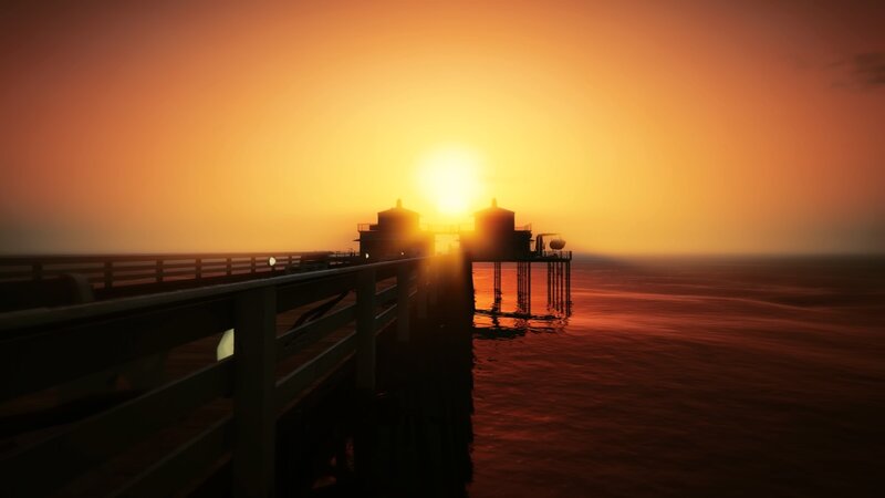 Pier at Sunset — Orange, Serene, 3d Render