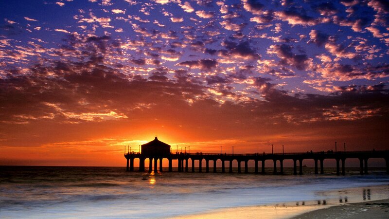 Pier at Sunset — Orange, Sky