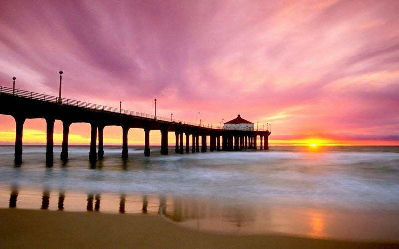 Pier at Sunset — Pink, Serene
