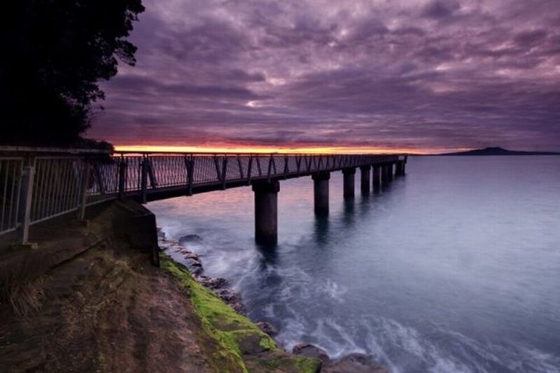 Pier at Sunset — Purple, Dramatic, Photograph