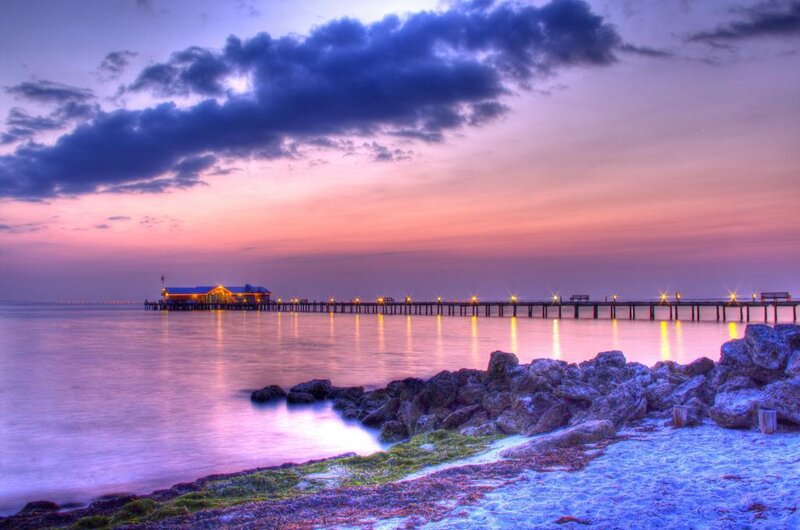Pier at Sunset — Purple, Serene, Photograph, Sky