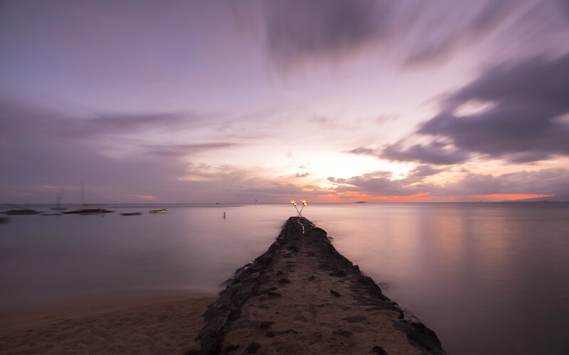 Pier at Sunset — Purple, Serene