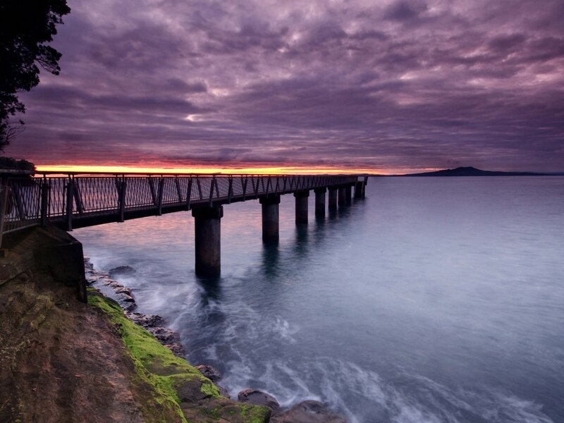 Pier at Sunset — Purple, Sky