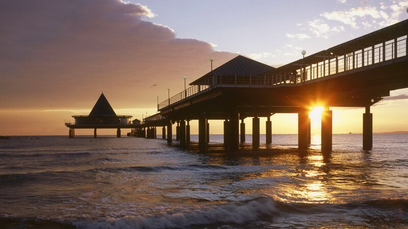 Pier at Sunset — Sun
