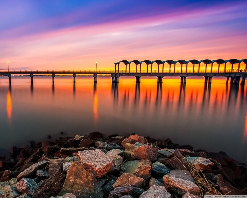 Pier at Sunset — Water