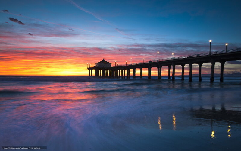 Pier at sunset with colorful sky