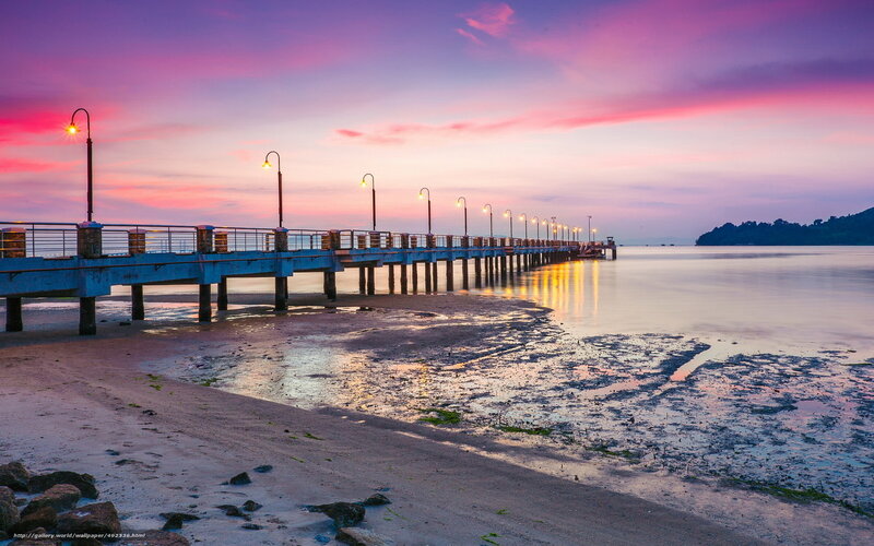 Pier at sunset with colorful sky