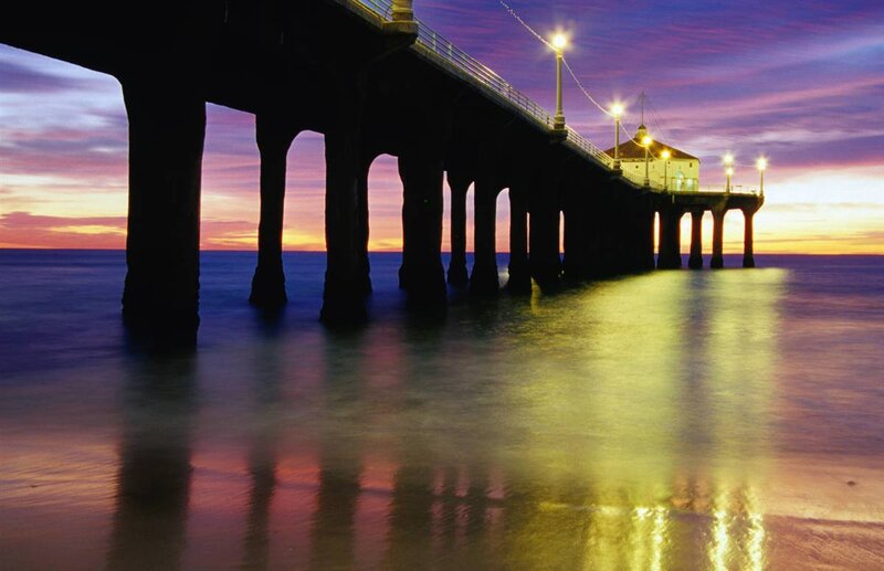 Pier at sunset with colorful sky