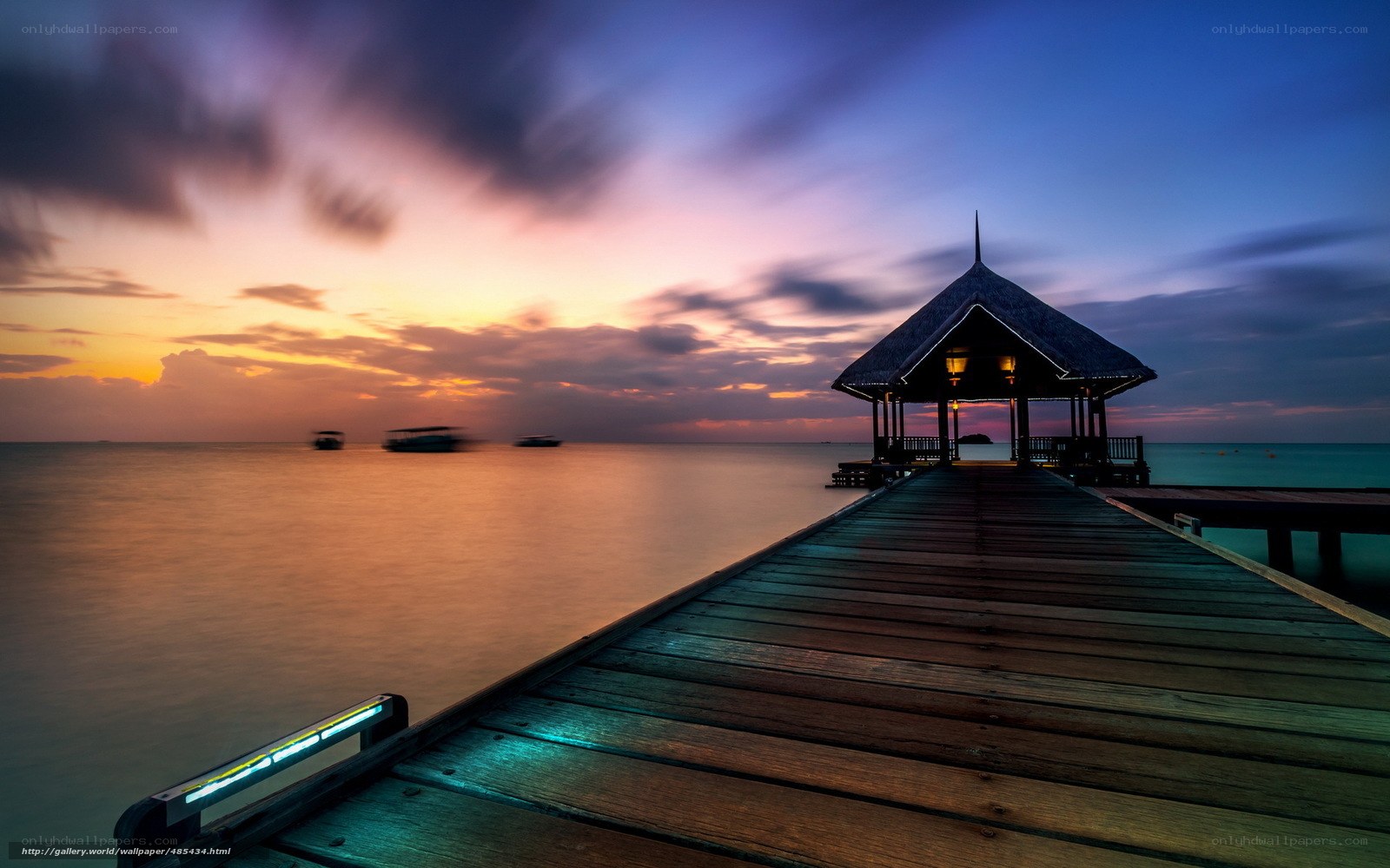 Pier at sunset with gazebo