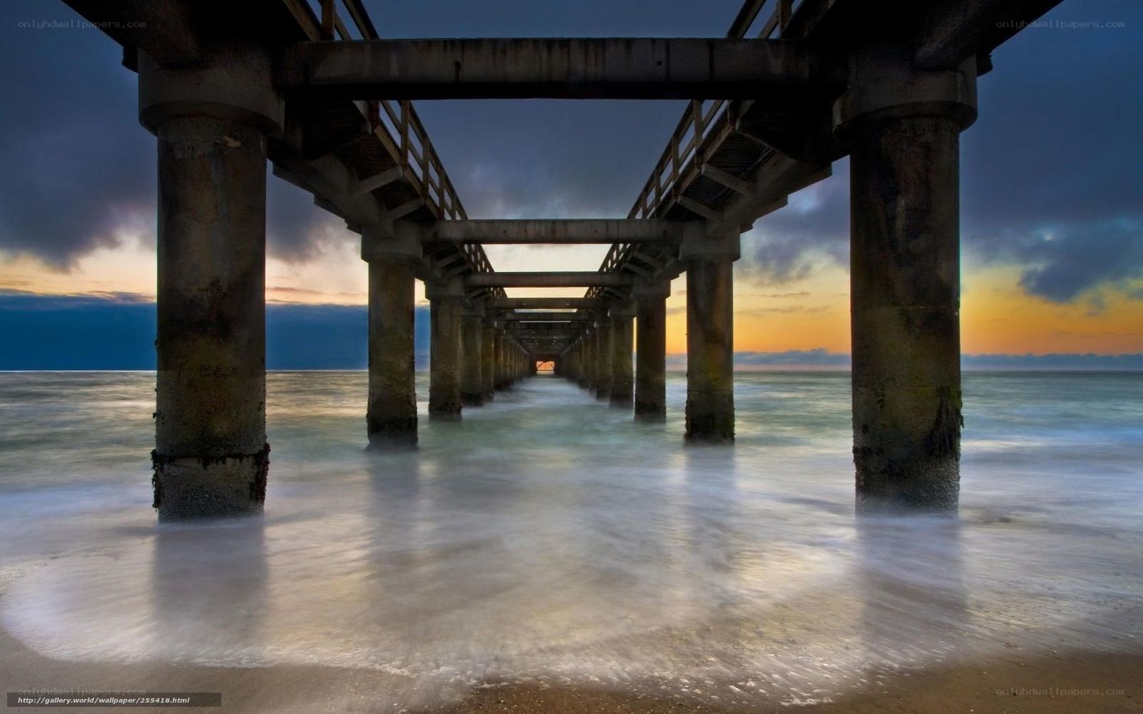 Pier at sunset with long exposure
