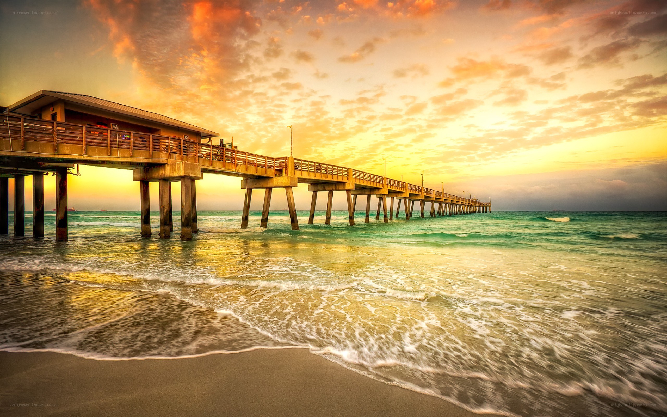 Pier at sunset with vibrant sky