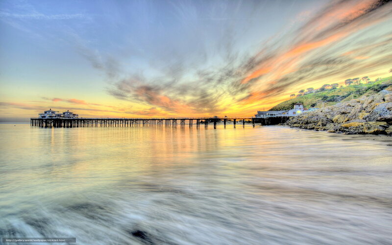 Pier at Sunset — Yellow, Dramatic, Photograph, Sky, Ocean