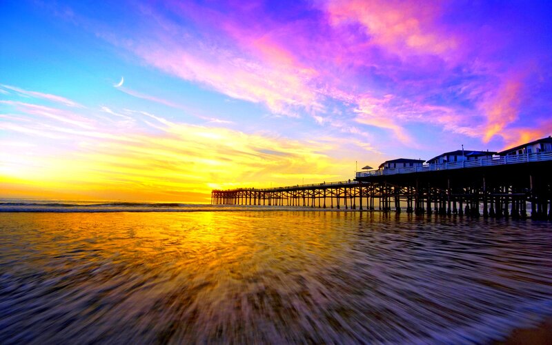 Pier at Sunset — Yellow, Dramatic
