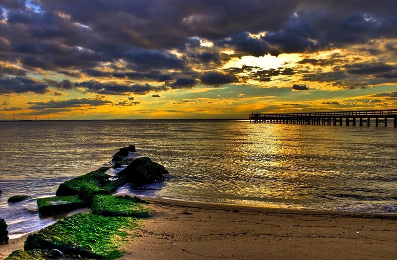 Pier at Sunset — Yellow