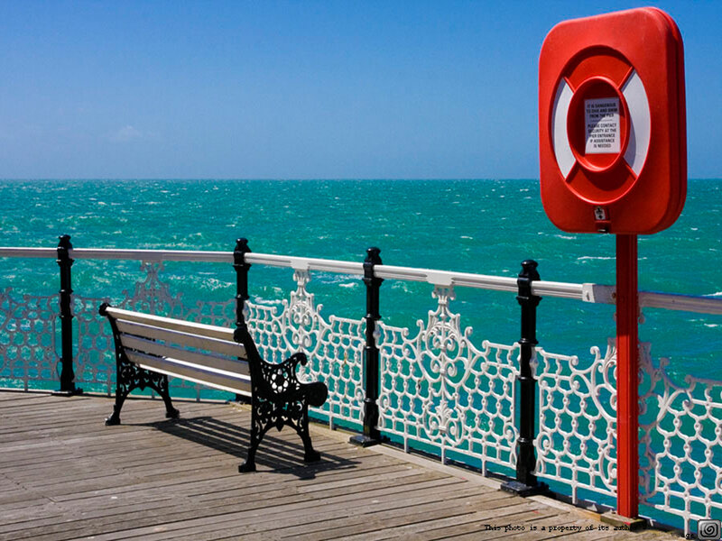 Pier bench overlooking the sea