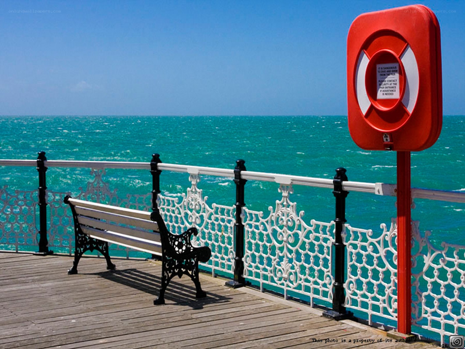 Pier bench overlooking the sea