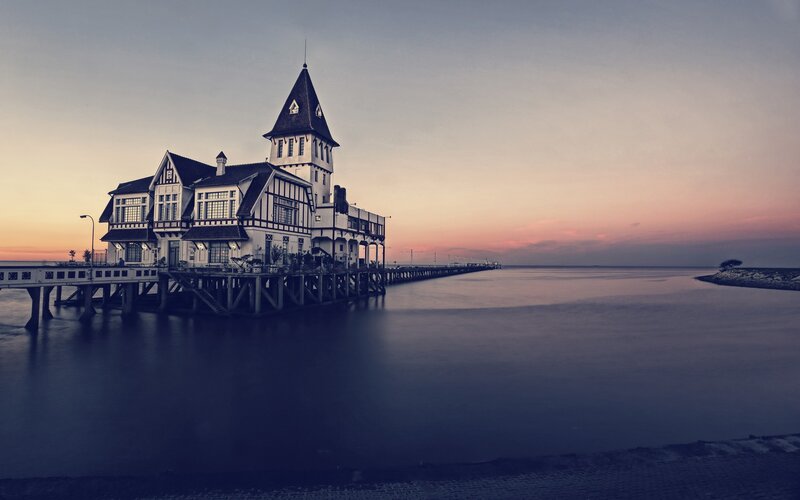 Pier Building at Sunset