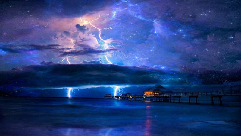 Pier During Storm