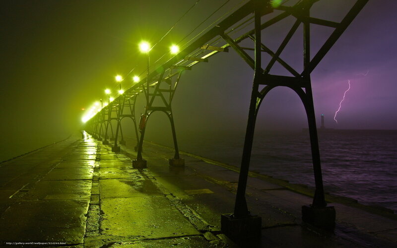 Pier During Storm — Yellow