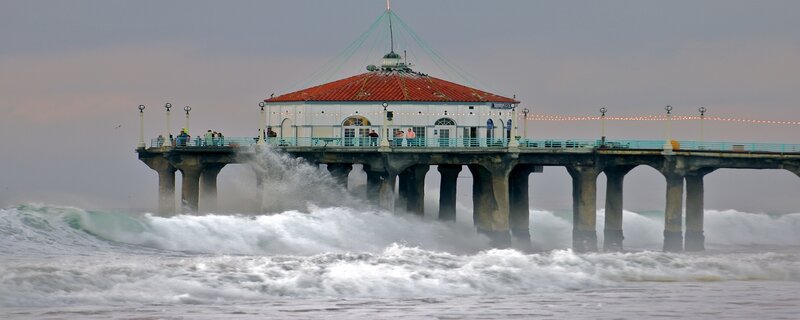Pier during stormy weather