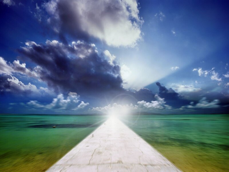 Pier Extending to Horizon — Blue