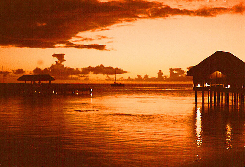Pier Huts at Sunset