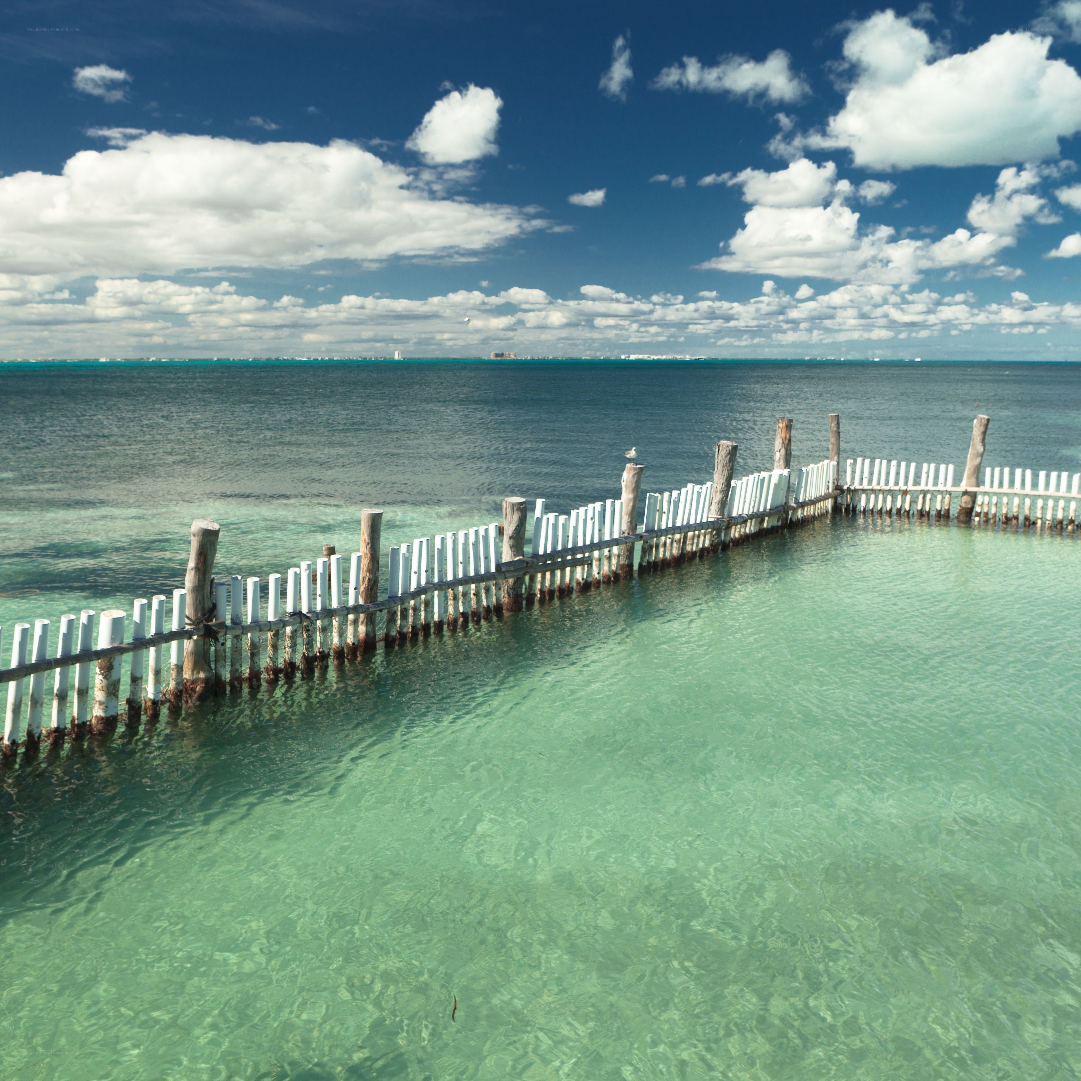 Pier in turquoise water
