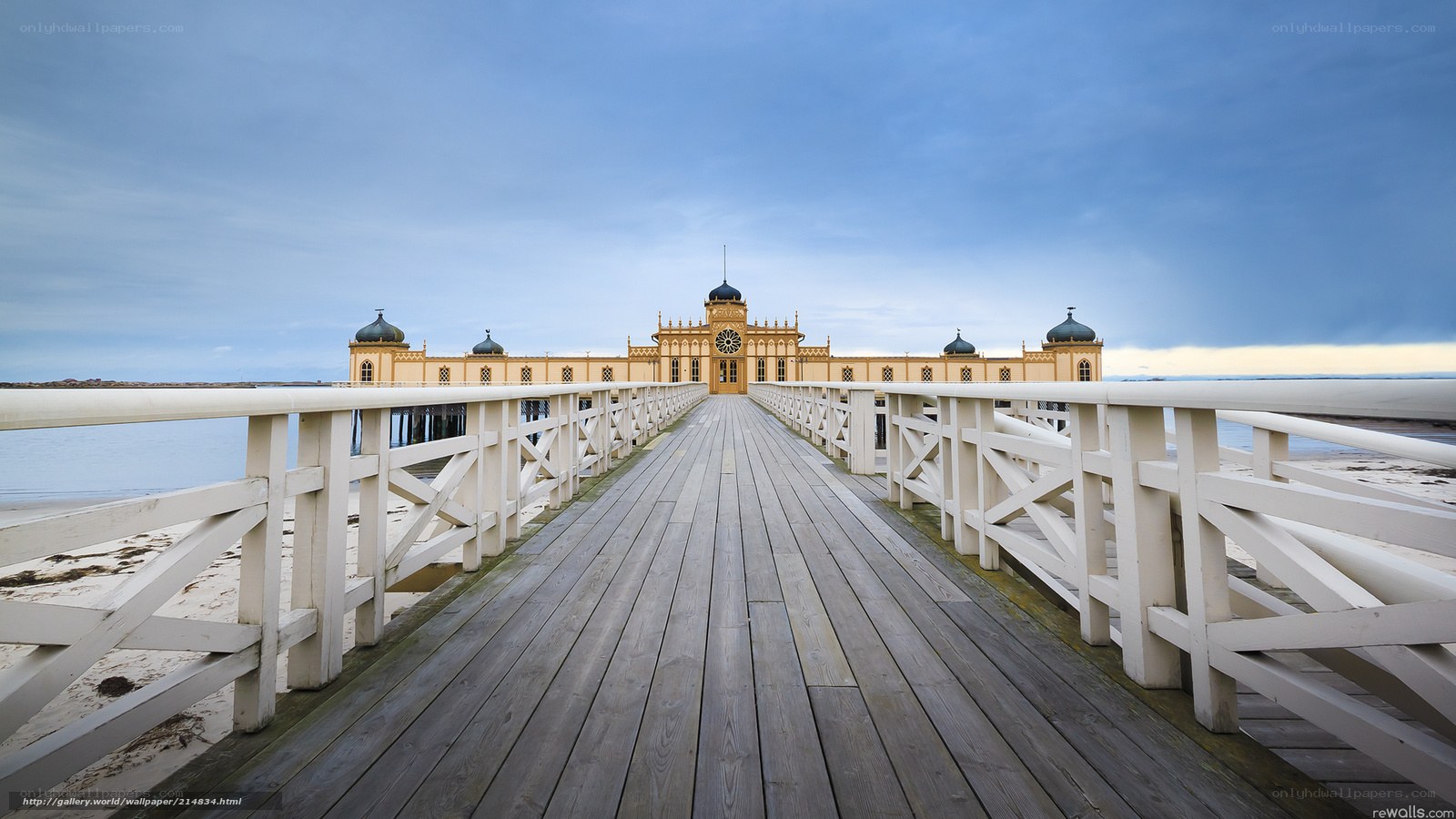 Pier leading to a historic building