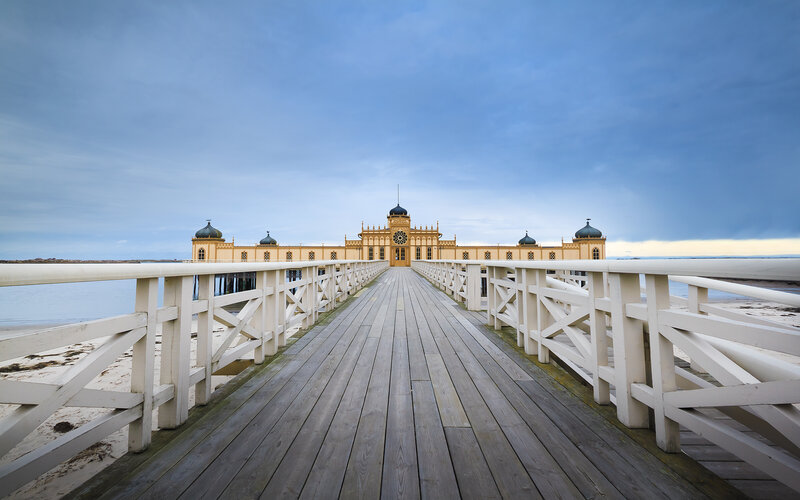 Pier leading to a historic building