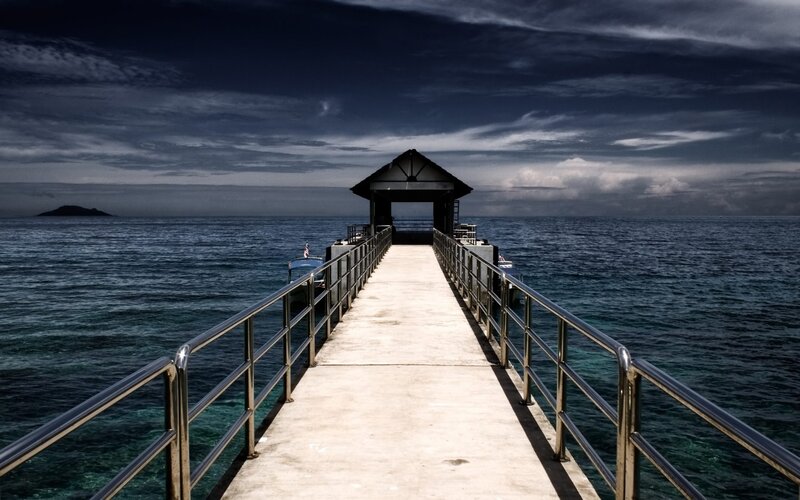 Pier leading to a shelter