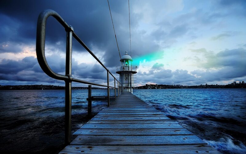 Pier leading to lighthouse