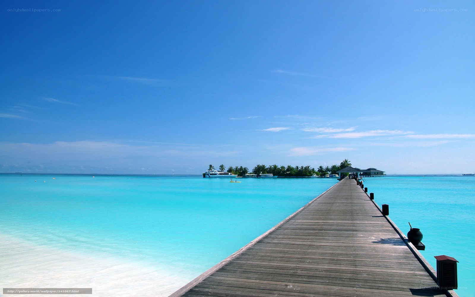 Pier leading to tropical island